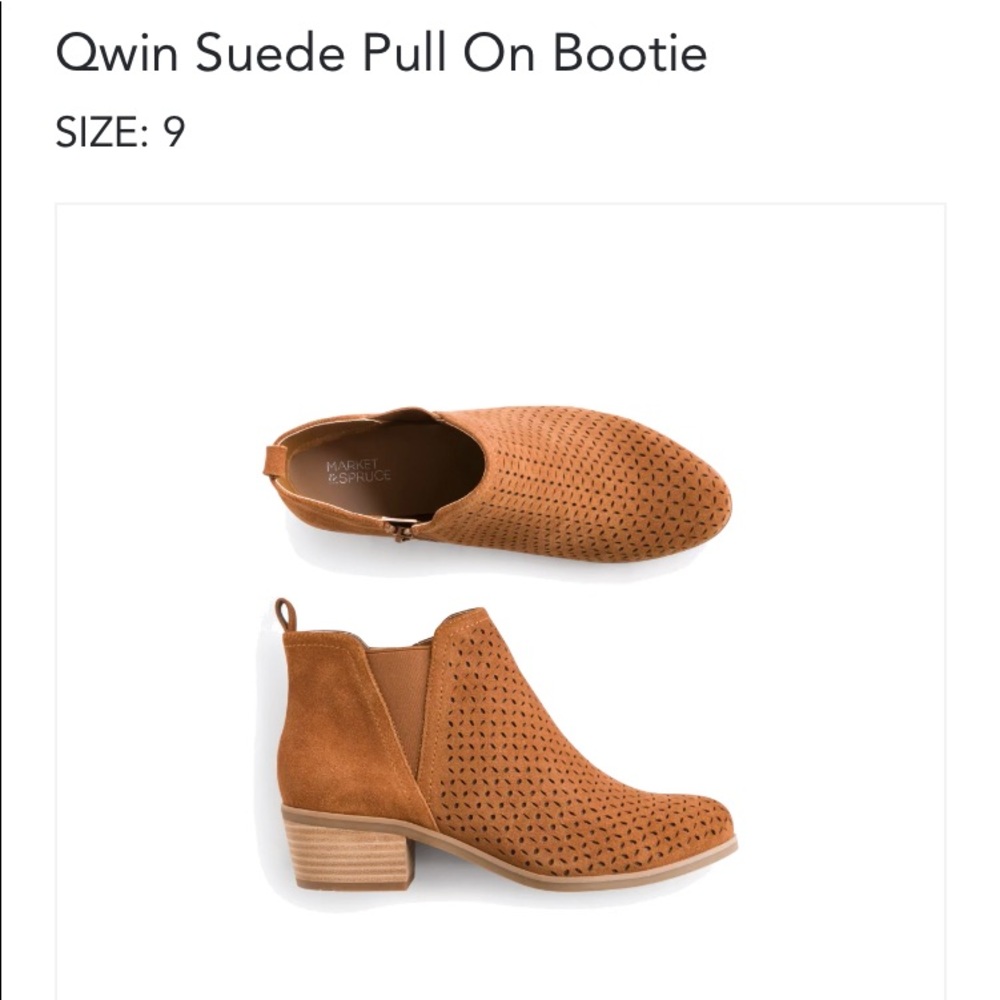 Market & Spruce Tan Suede Qwin Pull-On Ankle Booties